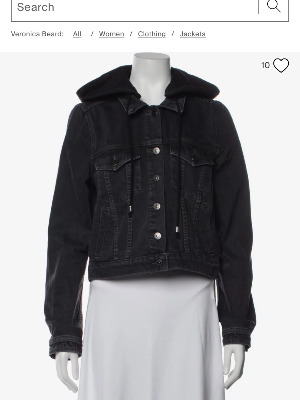 Veronica Beard Black Hooded Denim removable hoodie Jacket